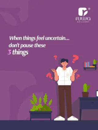 Most people pause everything when things feel uncertain.

Their plans. Their effort. Their visibility.

But growth doesn’t come from waiting for clarity.
It comes from continuing…. even in small, intentional ways.

Not everything needs to be figured out. 
Just the next step.

— Ruwa Advisory